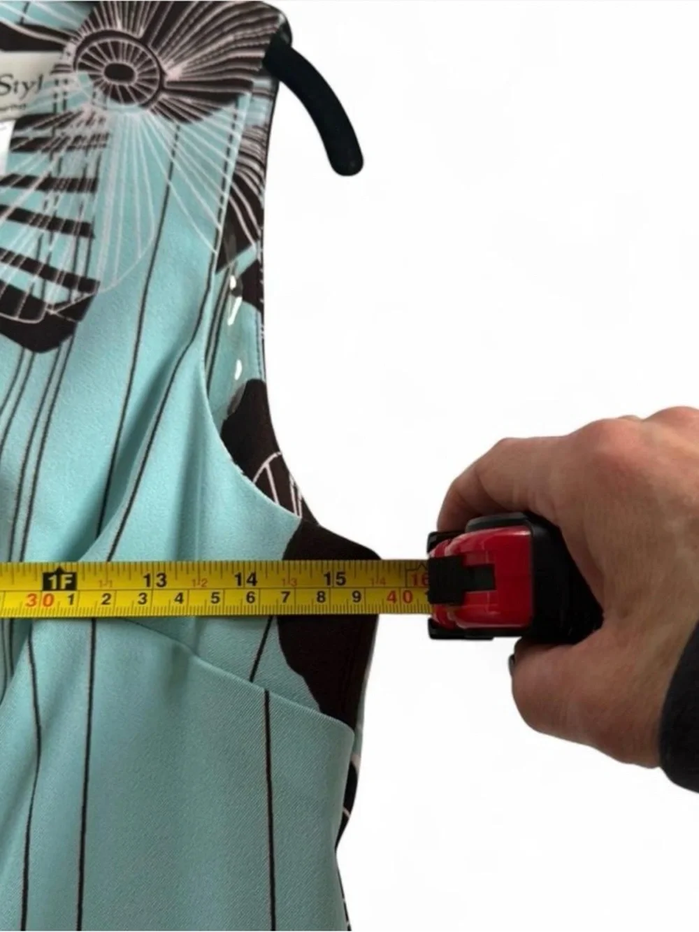 Mid-Century Modern Aqua & Black Midi Dress - Picture 9 of 9